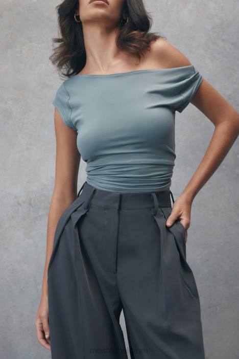 Reyna gerecyclede nylon longline top Meshki lichte houtskool N4JN849 kleding