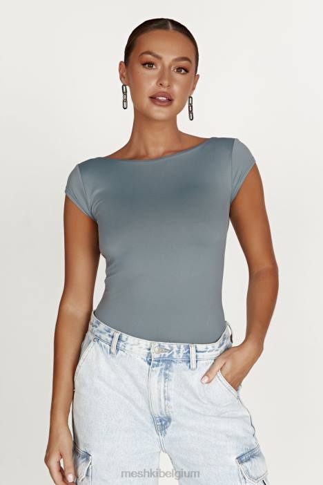 Reyna gerecyclede nylon longline top Meshki lichte houtskool N4JN849 kleding