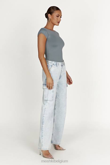 Reyna gerecyclede nylon longline top Meshki lichte houtskool N4JN849 kleding