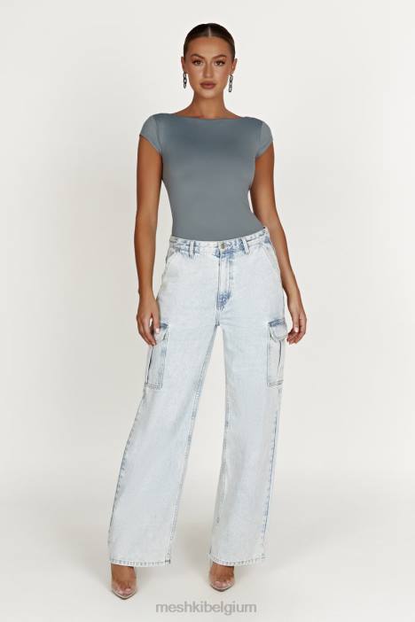 Reyna gerecyclede nylon longline top Meshki lichte houtskool N4JN849 kleding