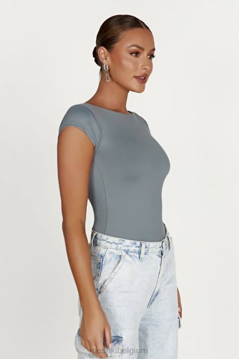 Reyna gerecyclede nylon longline top Meshki lichte houtskool N4JN849 kleding