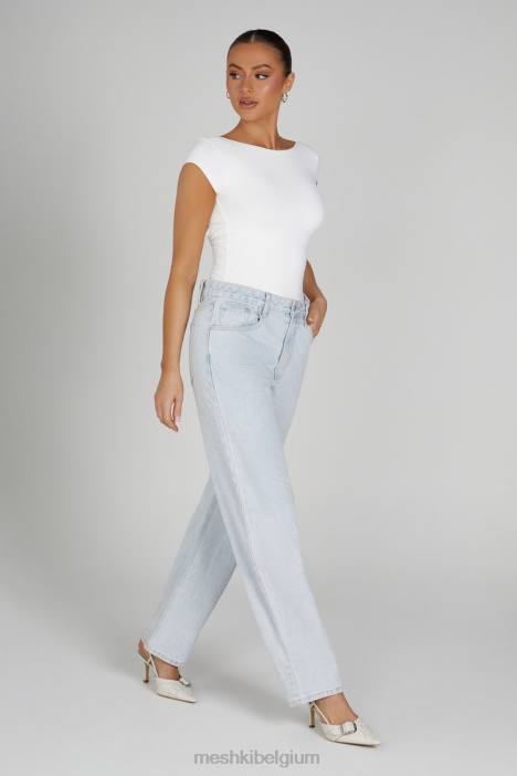 Reyna gerecyclede nylon longline top Meshki wit N4JN806 kleding