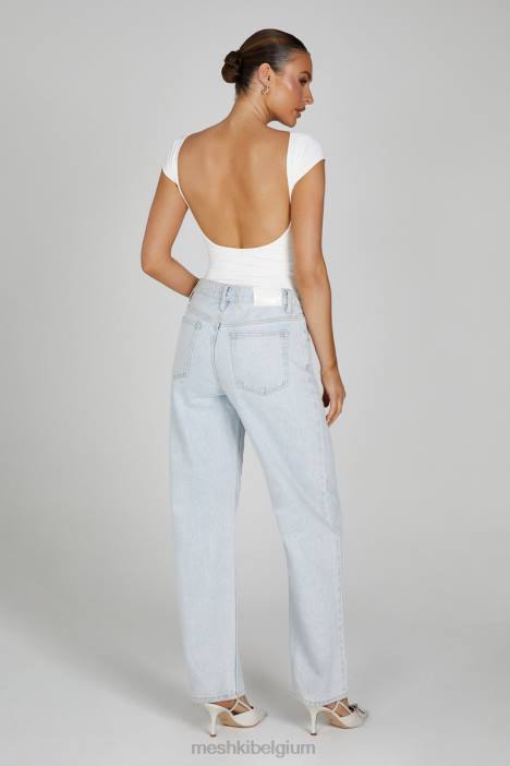 Reyna gerecyclede nylon longline top Meshki wit N4JN806 kleding