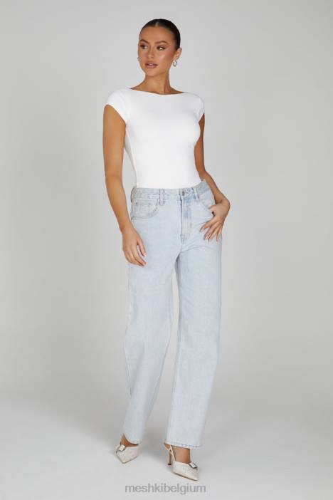 Reyna gerecyclede nylon longline top Meshki wit N4JN806 kleding