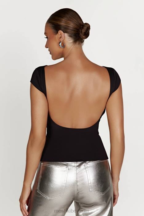 Reyna gerecyclede nylon longline top Meshki zwart N4JN828 kleding