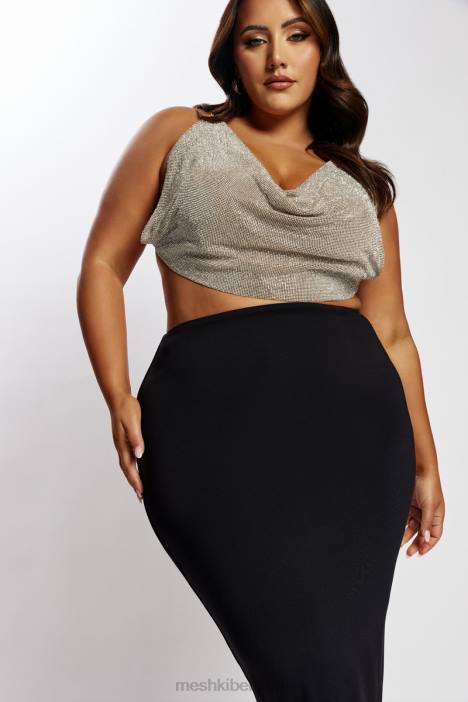 Shanice Glomesh gedrapeerde top Meshki zilver N4JN946 kleding