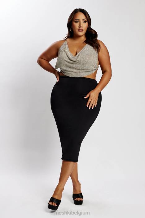 Shanice Glomesh gedrapeerde top Meshki zilver N4JN946 kleding