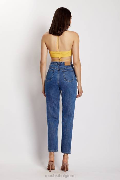 Stacey gebreide haltertop met ruches Meshki geel N4JN984 kleding