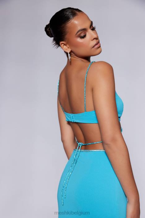 Sweeney bralettetopje met diamanten Meshki cyaan blauw N4JN1110 kleding