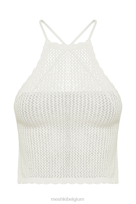 Sylvana gehaakte haltertop Meshki wit N4JN756 kleding