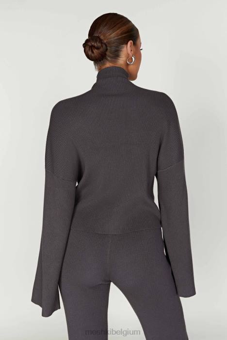 Winona gebreide top met col Meshki houtskool N4JN905 kleding