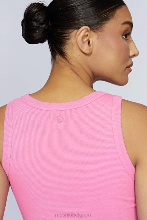 Zanna geribbelde tanktop Meshki kauwgom roze N4JN1123 kleding