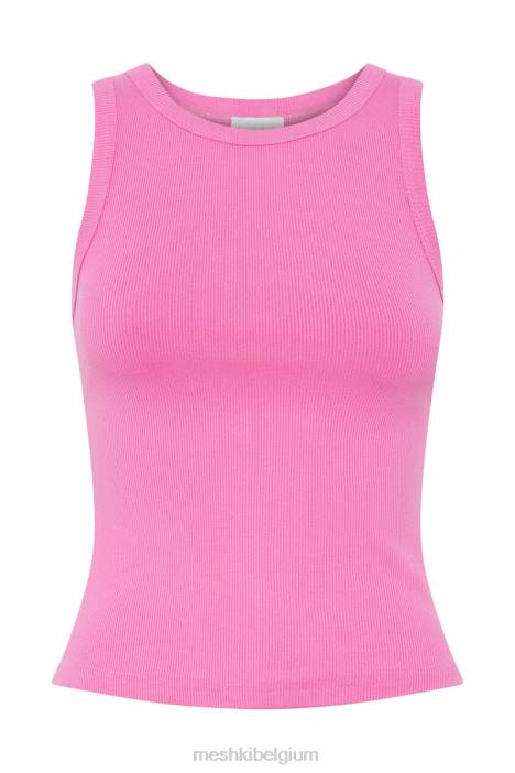 Zanna geribbelde tanktop Meshki kauwgom roze N4JN1123 kleding
