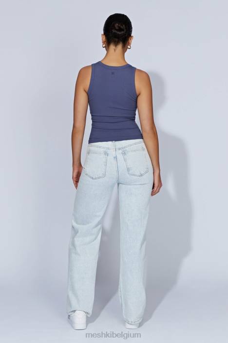 Zanna geribbelde tanktop Meshki middernacht marine N4JN986 kleding