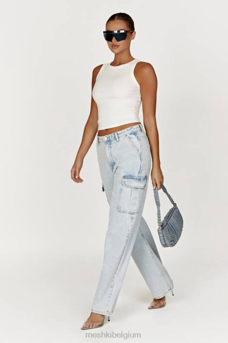 Zanna geribbelde tanktop Meshki wit N4JN863 kleding