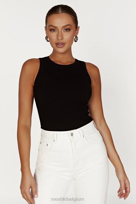 Zanna geribbelde tanktop Meshki zwart N4JN908 kleding