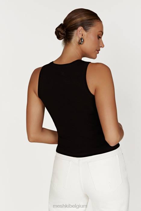 Zanna geribbelde tanktop Meshki zwart N4JN908 kleding