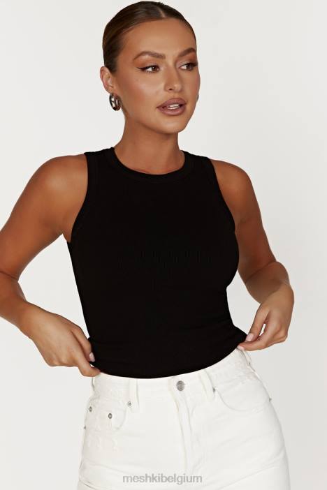 Zanna geribbelde tanktop Meshki zwart N4JN908 kleding