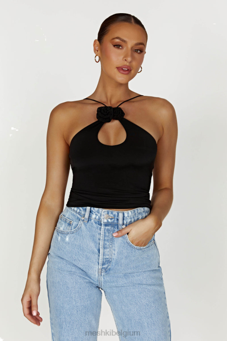 adeline rose haltertopje Meshki zwart N4JN857 kleding