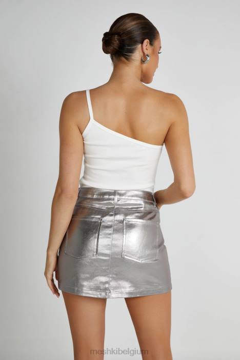 bethany top met één schouder Meshki wit N4JN821 kleding