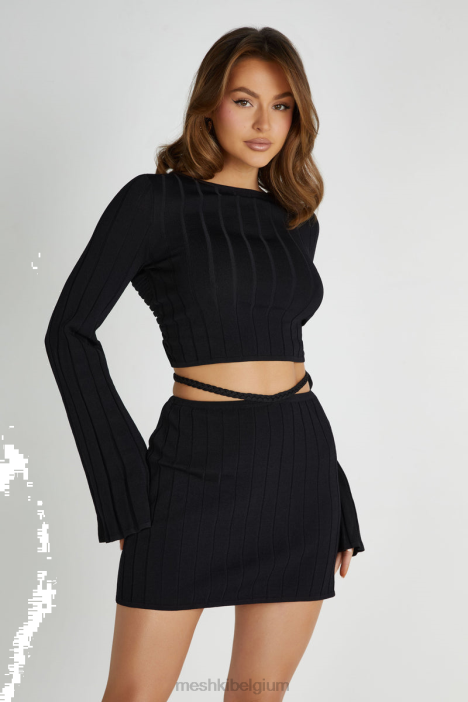 celine twist-back extreem geribde top Meshki zwart N4JN843 kleding