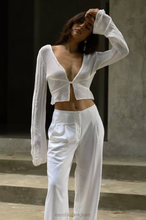 debra top van gemengd garen Meshki wit N4JN858 kleding