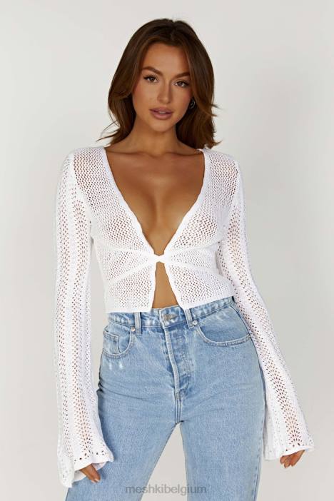 debra top van gemengd garen Meshki wit N4JN858 kleding