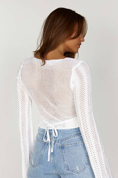 debra top van gemengd garen Meshki wit N4JN858 kleding