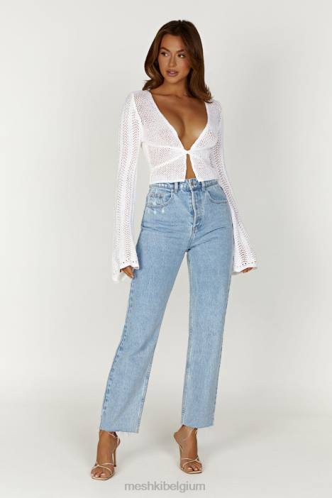 debra top van gemengd garen Meshki wit N4JN858 kleding