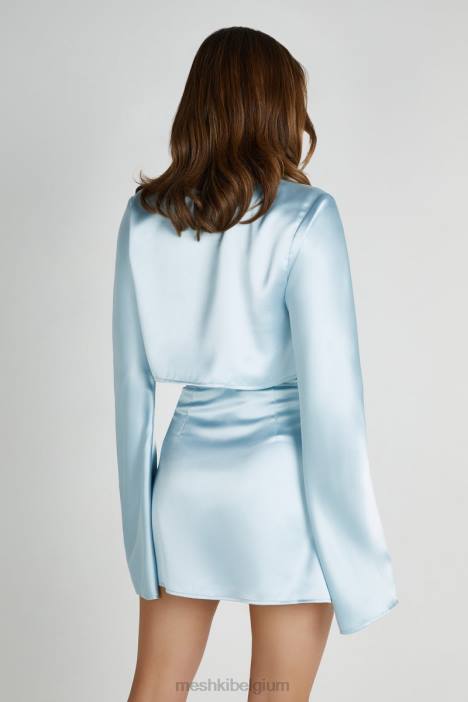 elaine satijnen top met lange mouwen Meshki arctisch blauw N4JN835 kleding