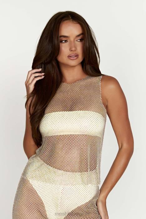 emerson tanktop van mesh met diamanten Meshki room N4JN945 kleding