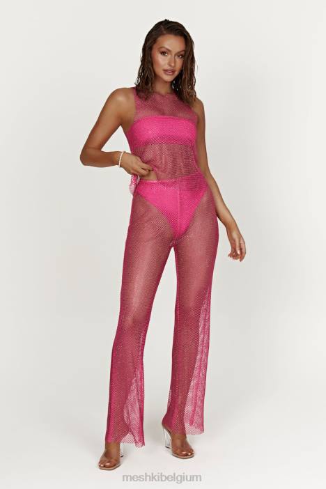 emerson tanktop van mesh met diamanten Meshki roze roze N4JN988 kleding
