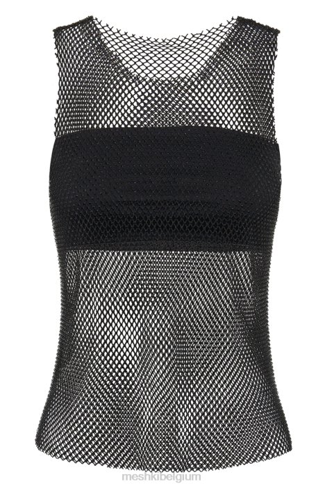 emerson tanktop van mesh met diamanten Meshki zwart N4JN802 kleding