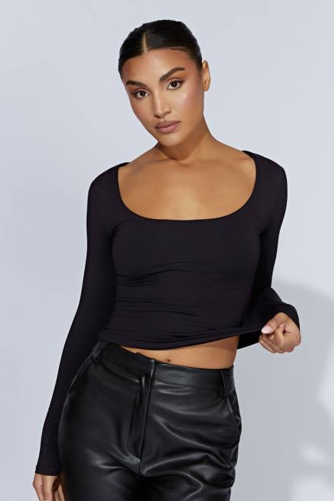 gemêleerde top met lange mouwen Meshki zwart N4JN940 kleding