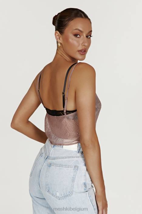 kiana iriserend hemdje Meshki taupe N4JN1027 kleding