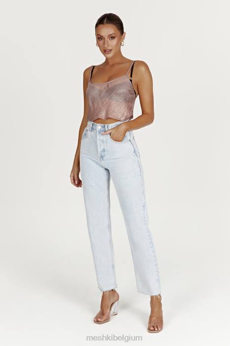 kiana iriserend hemdje Meshki taupe N4JN1027 kleding