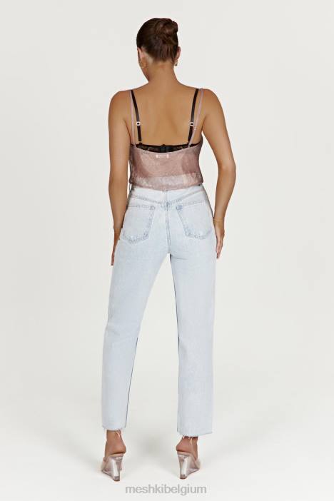 kiana iriserend hemdje Meshki taupe N4JN1027 kleding