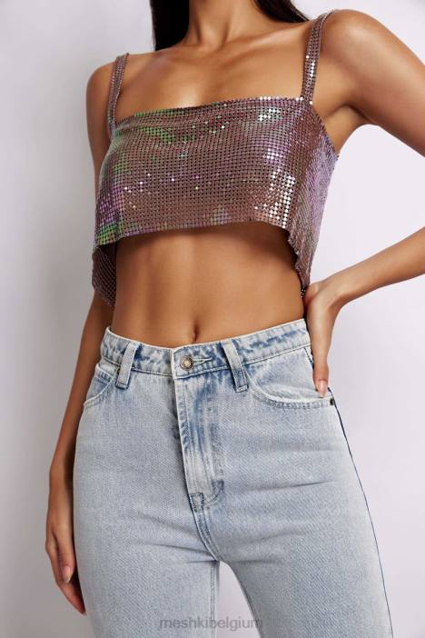 lianne glow mesh bandeautopje Meshki iriserend paars N4JN989 kleding