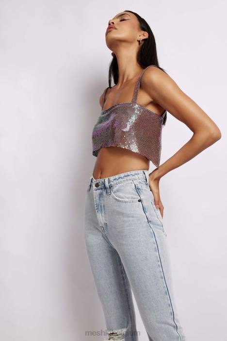 lianne glow mesh bandeautopje Meshki iriserend paars N4JN989 kleding