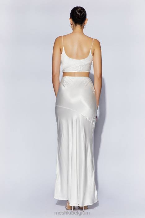 papaver satijnen top met col Meshki wit N4JN1032 kleding