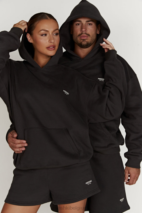 Bernie oversized hoodie Meshki schemer zwart N4JN936 kleding