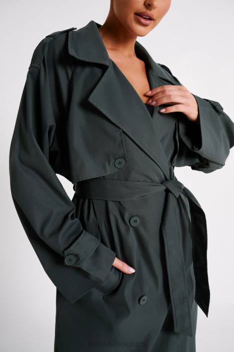 Andrea oversized trenchcoat Meshki houtskool N4JN1616 kleding