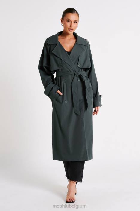 Andrea oversized trenchcoat Meshki houtskool N4JN1616 kleding
