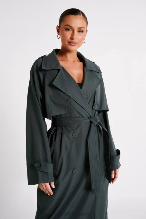 Andrea oversized trenchcoat Meshki houtskool N4JN1616 kleding