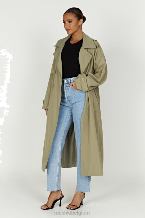Andrea oversized trenchcoat Meshki olijf N4JN1640 kleding