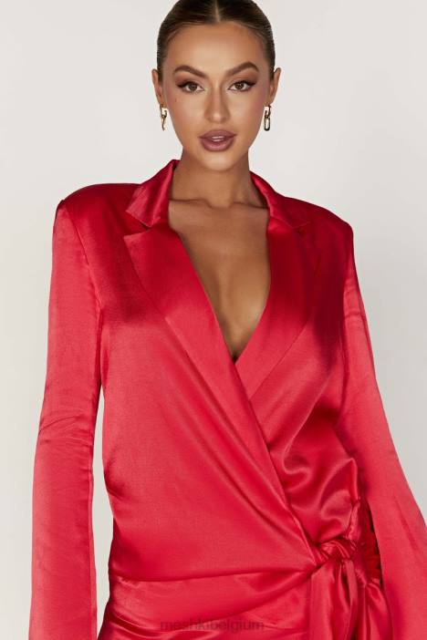 Aspyn satijnen blazerjack Meshki rood N4JN1655 kleding