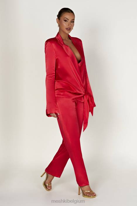 Aspyn satijnen blazerjack Meshki rood N4JN1655 kleding