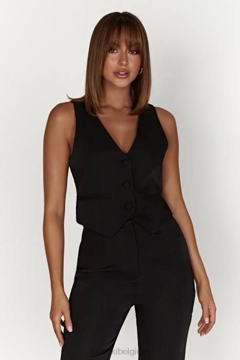 Blair crêpe gilet Meshki zwart N4JN878 kleding