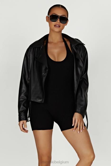 Kirby kunstleren jack Meshki zwart N4JN1633 kleding