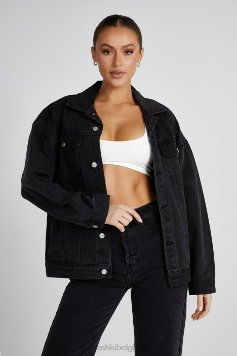 oversized denim jack Meshki zwart gewassen N4JN1325 kleding